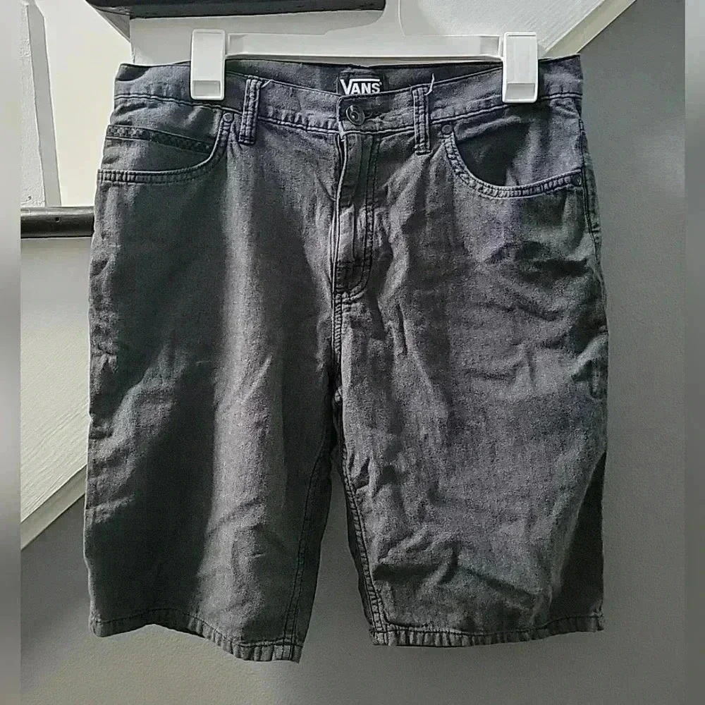 Vans Shorts Men's 30 Gray Pockets Patch Logo Zip Fly Cotton Blend